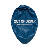Blue Out of Order toilet and urinal cover for commercial restrooms