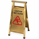 Brass Caution Wet Floor Sign - A Frame